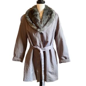 Dennis Basso Coat w/ Removable Faux Fur Collar NEW